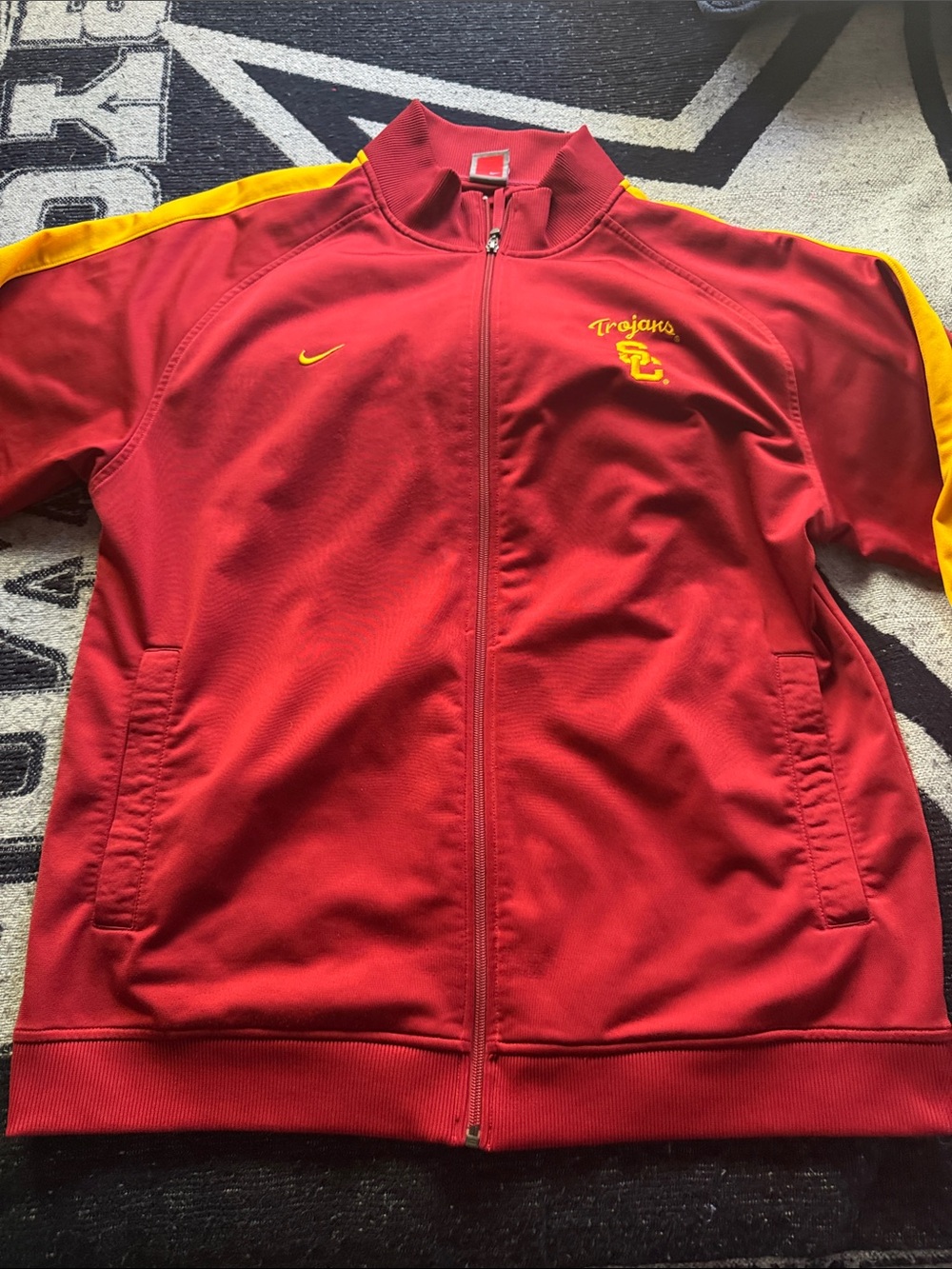 Nike Red Track Jacket with Yellow Accents